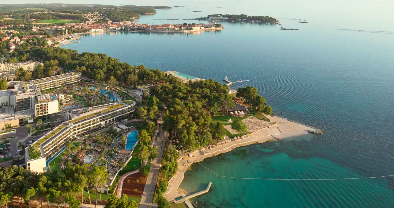 Aerial view of Pical Resort 5*, Valamar Collection on the coast of Poreč